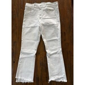 MOTHER Insider Crop Step Fray Jeans Size 33 White Fairest Of Them All Denim